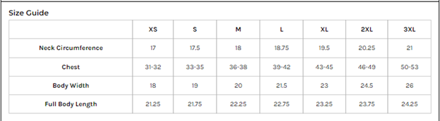 women's vest size chart